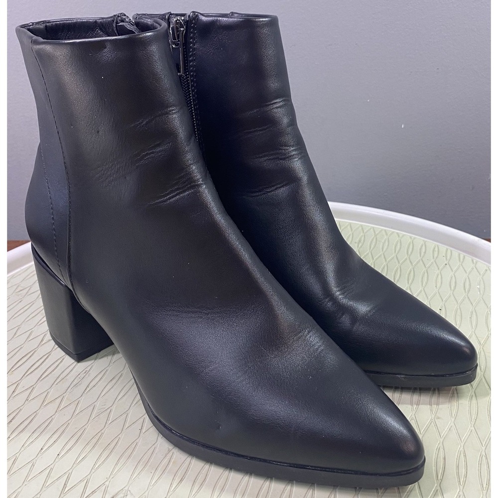 Madden Girl Women's Black Pointy Toe Chunky Block Heel Ankle Boots Bootie 7M NEW